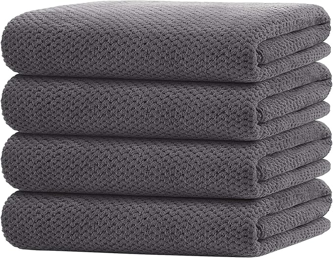 Bath Towel Set Pack of 4, 30 x 60 Inches Large Microfiber Bath Towels, Soft, Absorbent, and Quick Dr